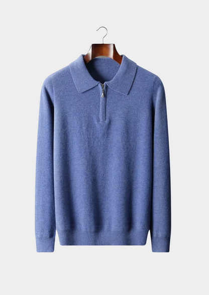 Pure Extra-Fine Merino Wool Half Zip Polo | Solmar