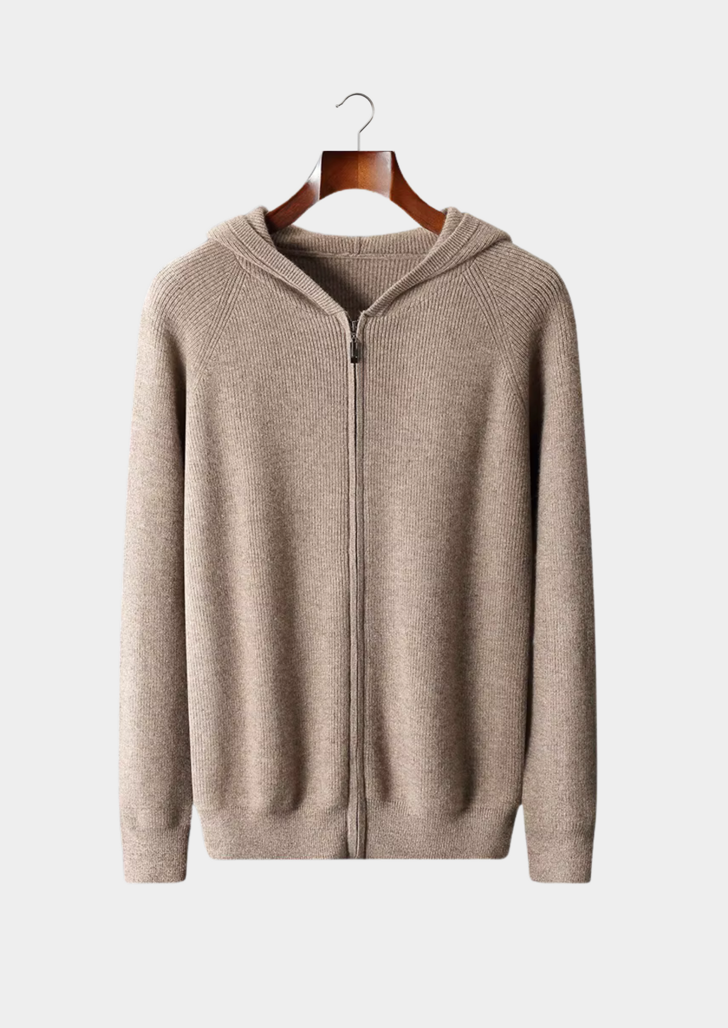 Pure Extra-Fine Merino Wool Ribbed Zip Hoodie | Solmar