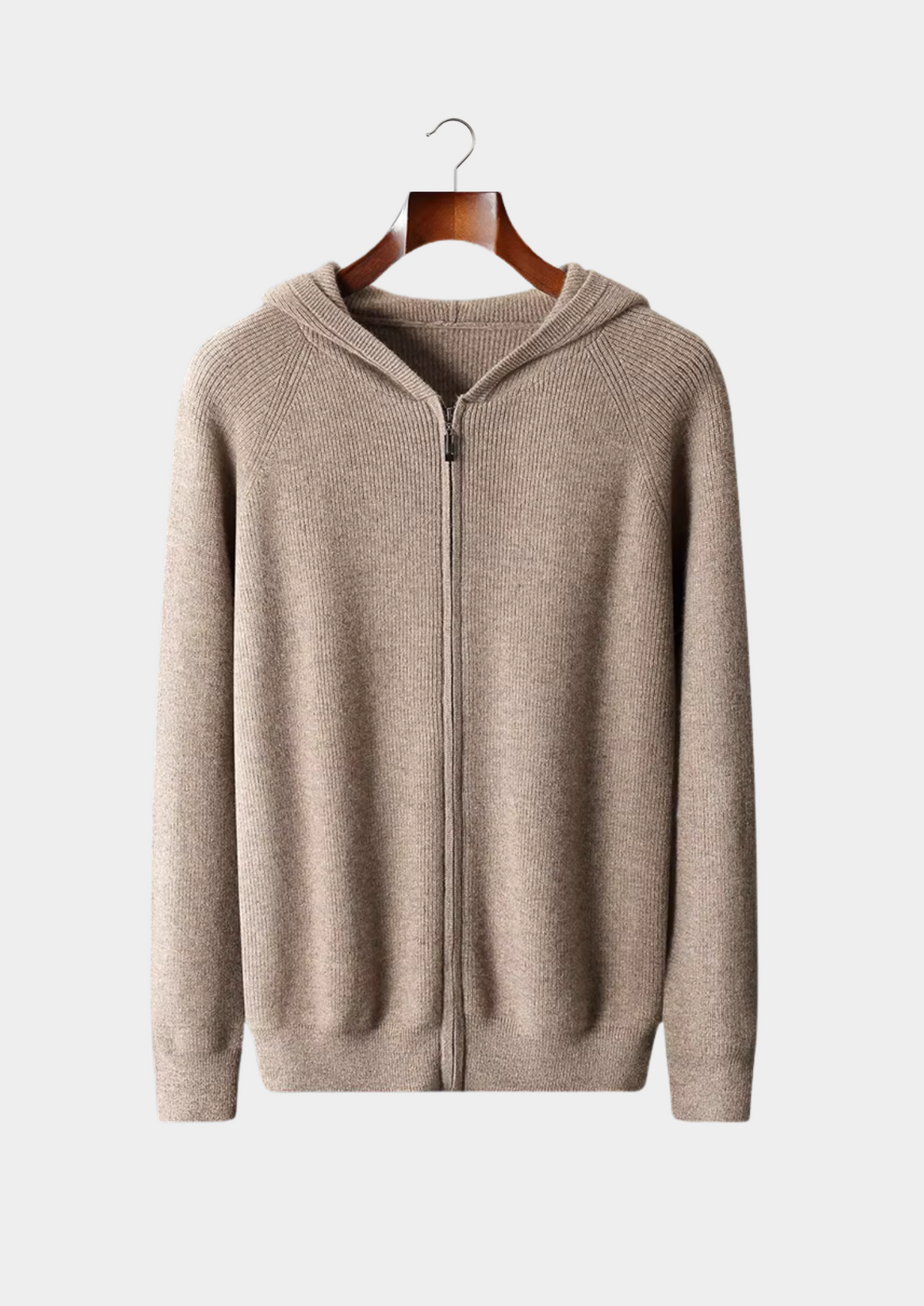 Pure Extra-Fine Merino Wool Ribbed Zip Hoodie | Solmar