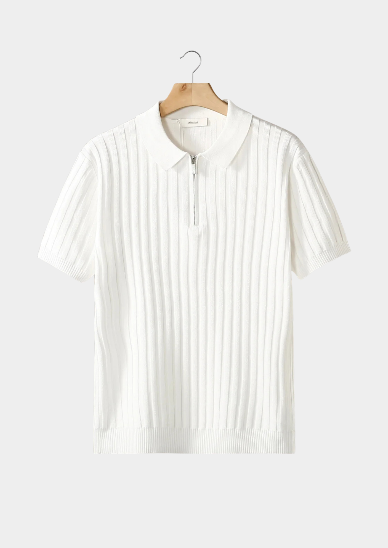 White Ribbed Zipper Polo | Solmar