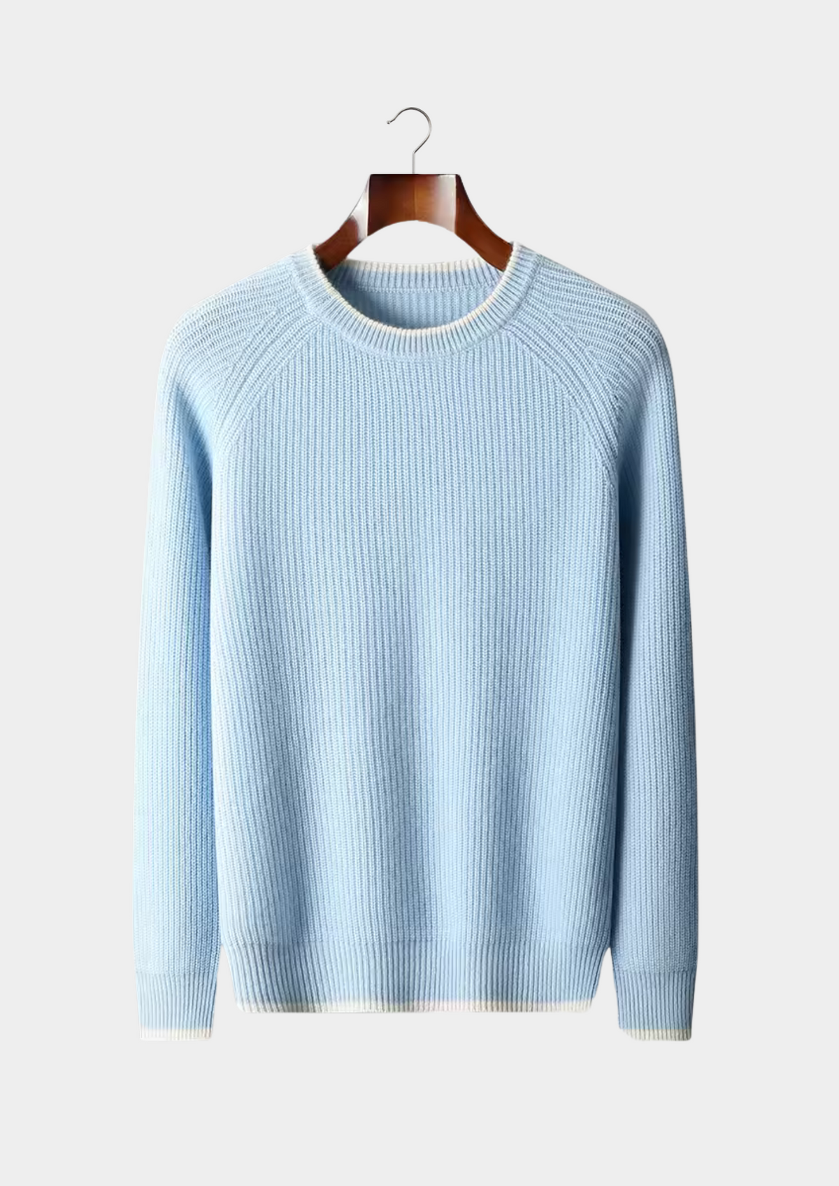 Pure Extra-Fine Merino Wool Two Tone Crewneck | Solmar