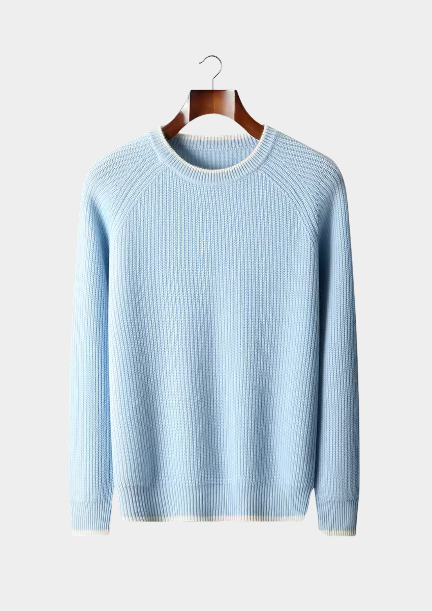 Pure Extra-Fine Merino Wool Two Tone Crewneck | Solmar