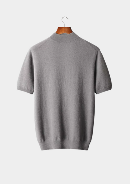 Premium Cashmere Mock Neck T-Shirt | Solmar