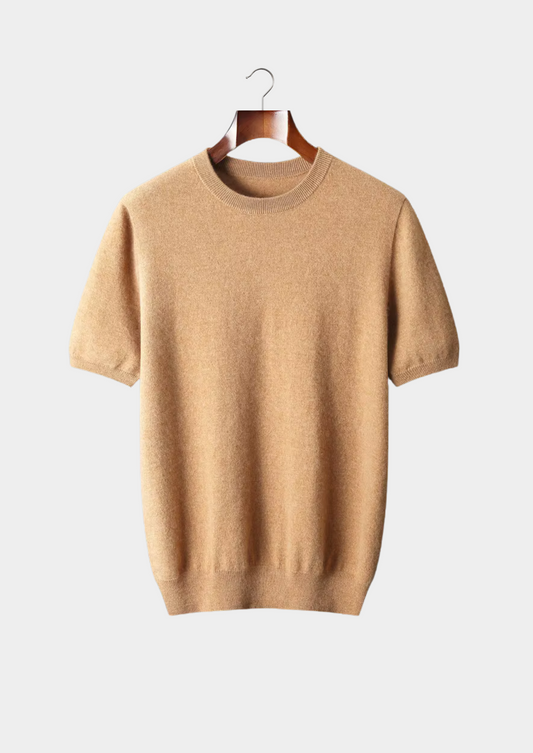 Premium Cashmere Classic Crewneck T-Shirt - Honey Mustard | Solmar