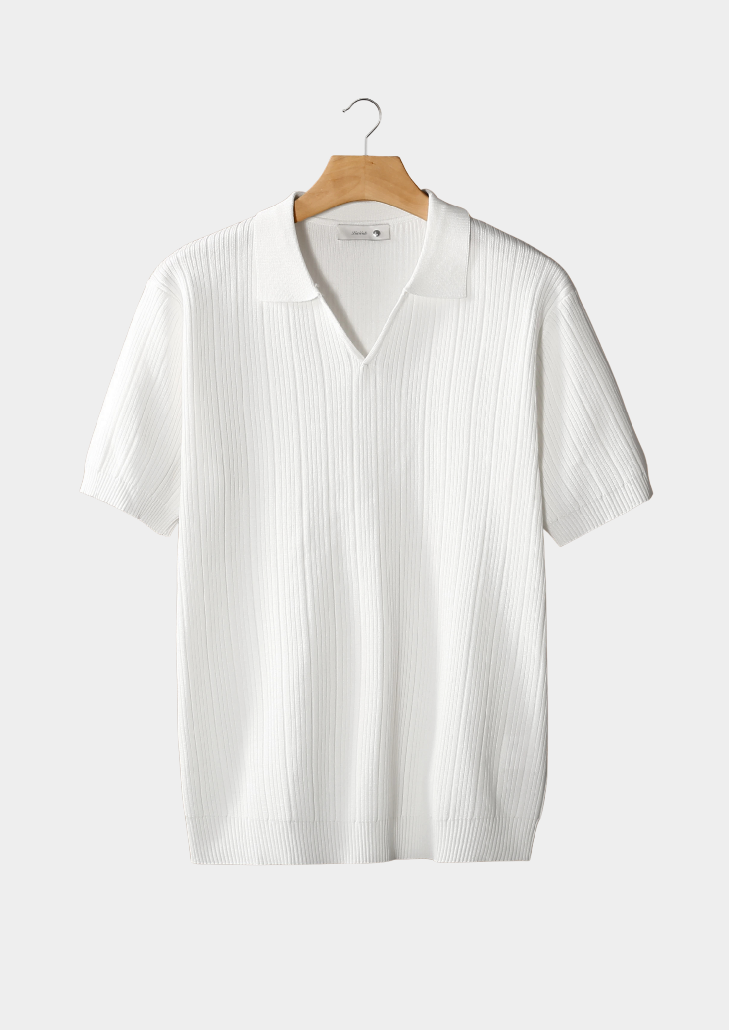 White Open Collar Ribbed Polo | Solmar