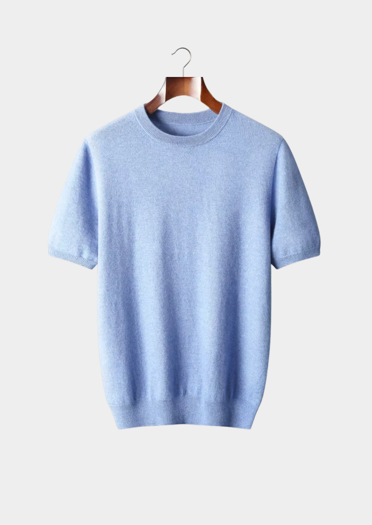 Premium Cashmere Classic Crewneck T-Shirt - Light Blue | Solmar