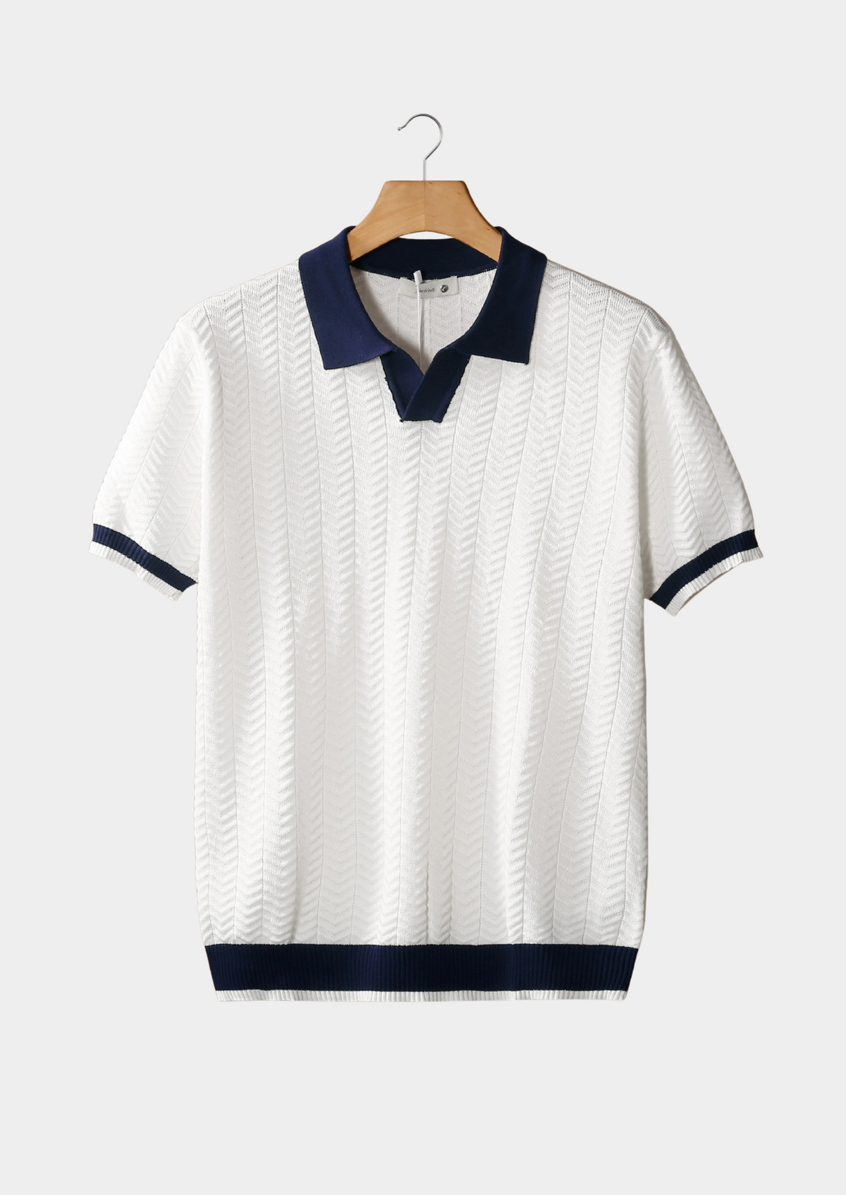 White Contrast Textured Polo | Solmar