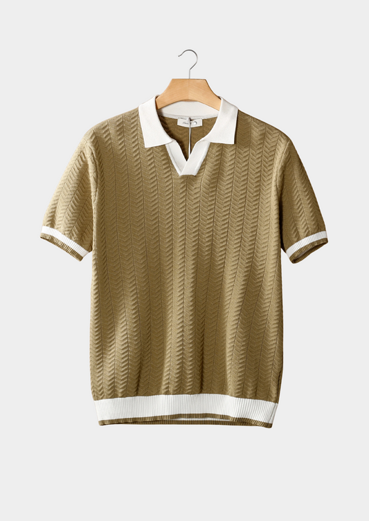 Almond Contrast Textured Polo | Solmar