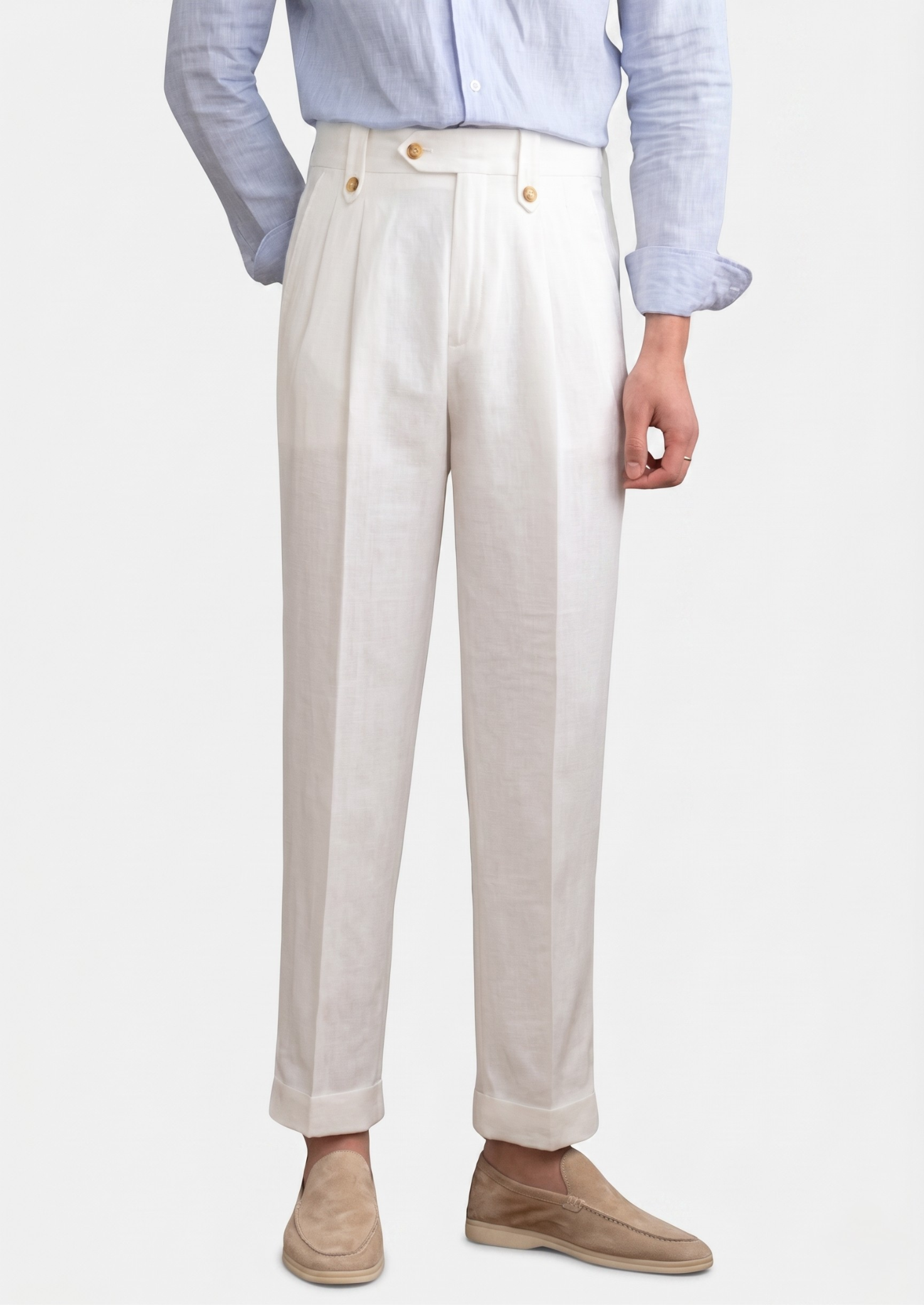 Cagliari Pleated Coastal Trousers - White | Solmar