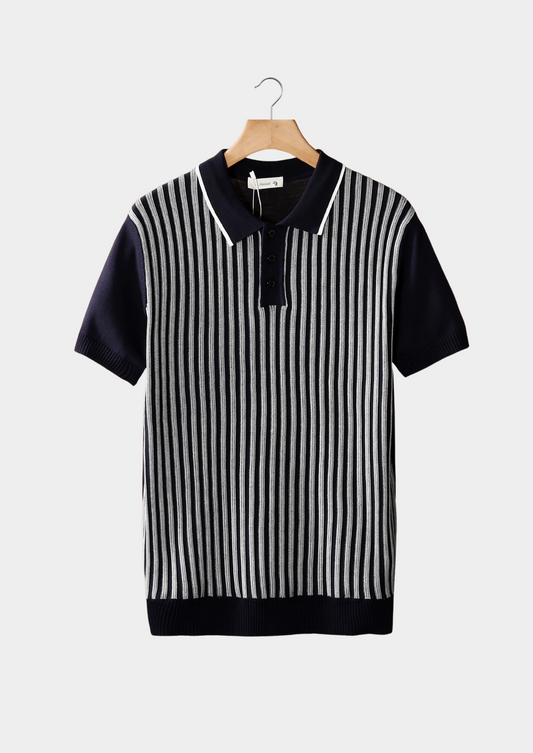 Navy Vertical Striped Polo | Solmar
