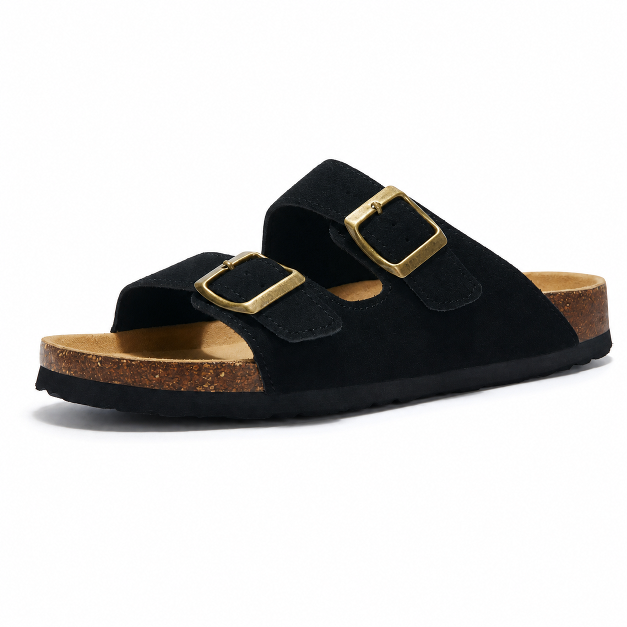 Maibulun Suede Arizona Sandals - Black | Solmar