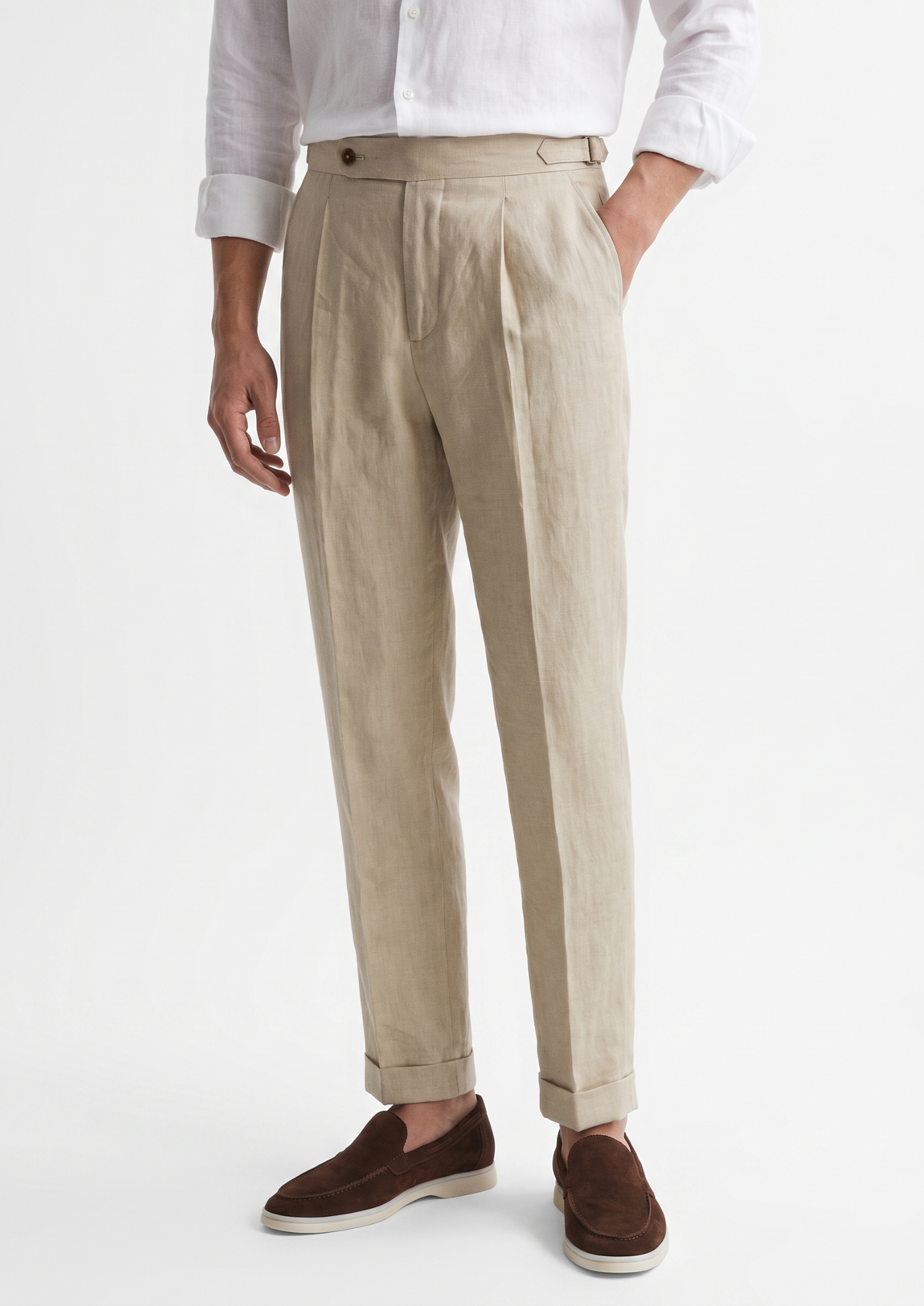 Tuscany Pleated Coastal Trousers - Sand | Solmar