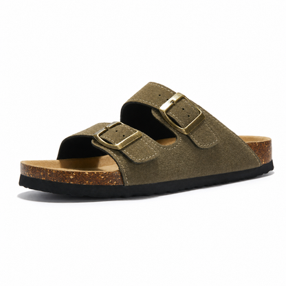 Maibulun Suede Arizona Sandals - Moss Green | Solmar